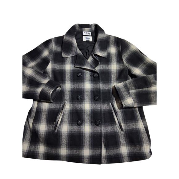 Old Navy Women's size XXL Plaid Double Breasted Casual Outerwear Wool Peacoat - Picture 10 of 14